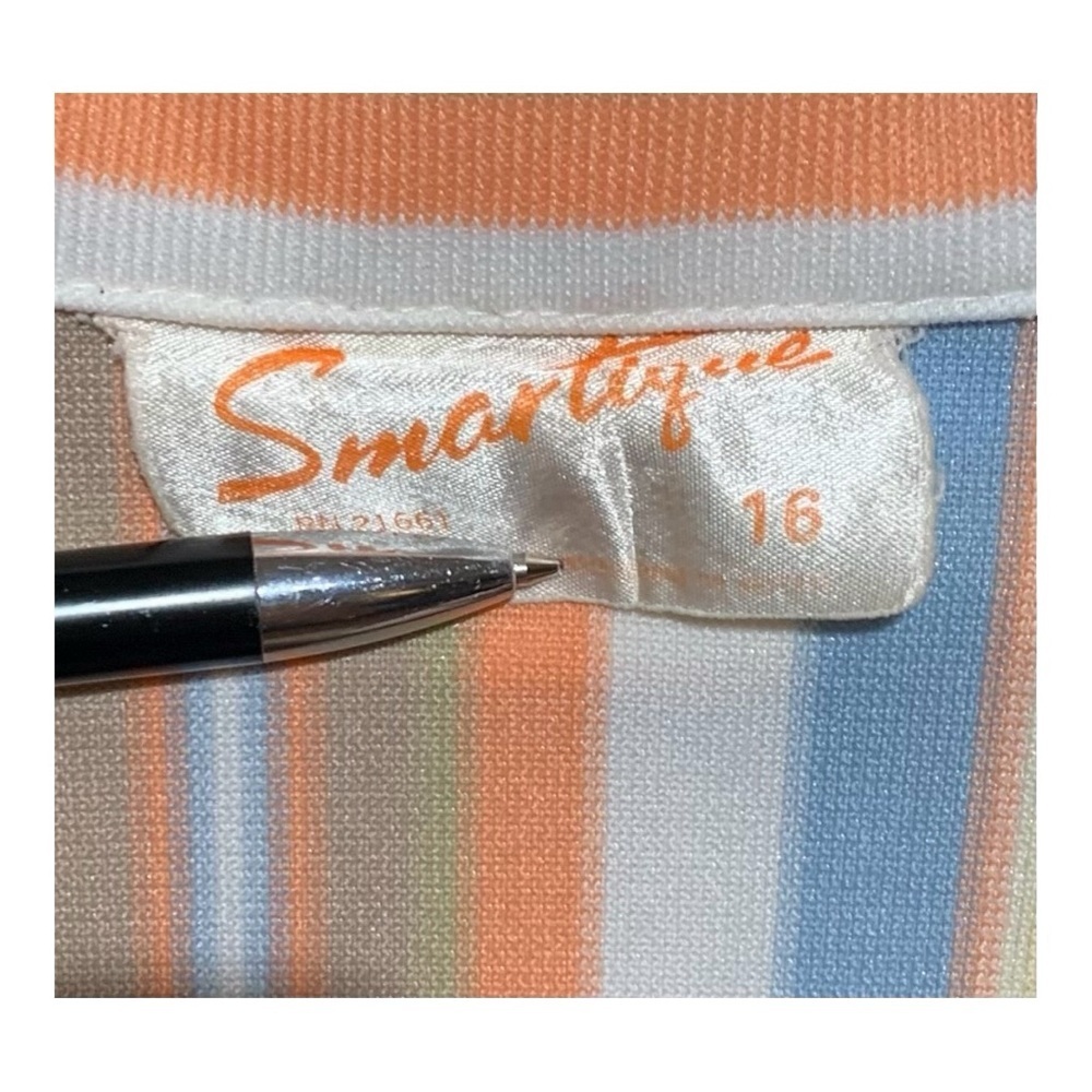 Women’s Vintage 1970’s Smartique Polyester Striped Top Sz 12 - Picture 3 of 3